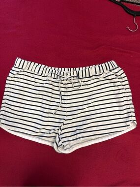 J. Crew Women's Striped Drawstring Lounge Shorts - White & Black